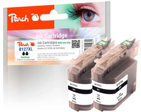 Peach Tintenpatrone 2er Pack schwarz kompatibel zu Brother LC-127XL