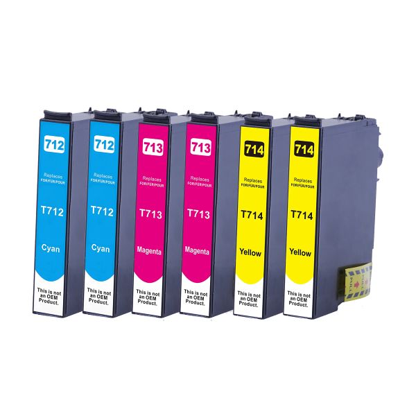 6er Farb-Set Druckerpatronen alternativ zu Epson T0712, T0713, T0714