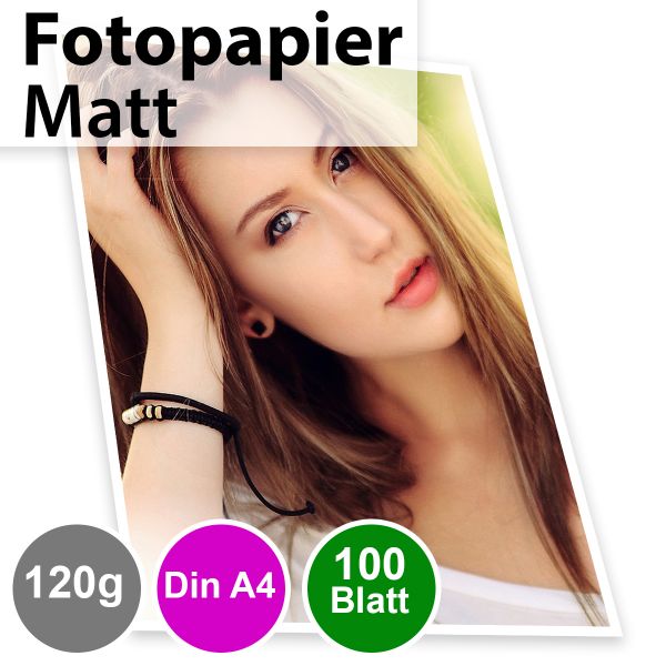 120g Mattes Foto-Papier, Inkjet Din A4, 100 Blatt