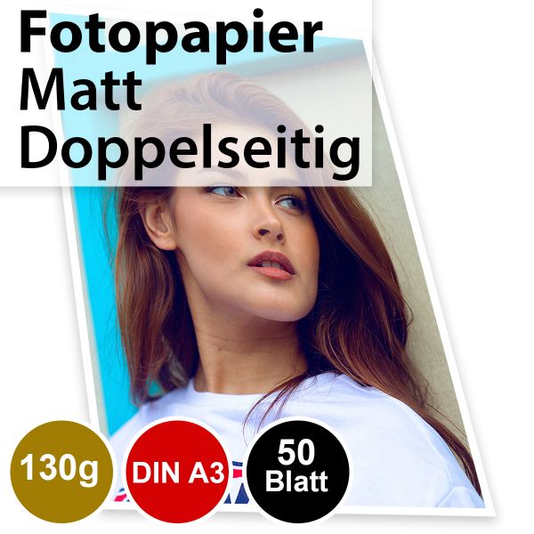 130g Mattes Foto-Papier Din A3, doppelseitig, 50 Blatt