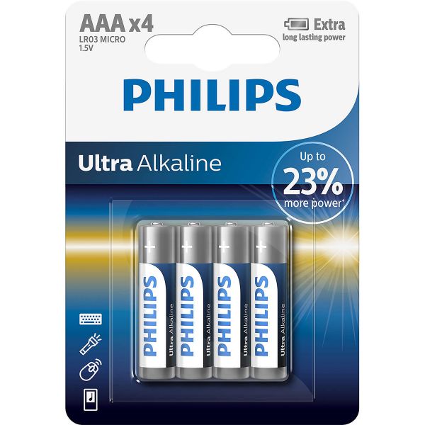 Micro-Batterien, 4 Stück, Philips Ultra Alkaline