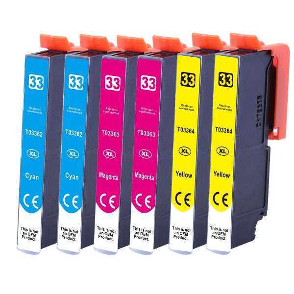 6er Farb-Set Druckerpatronen alternativ zu Epson T3362, T3363, T3364