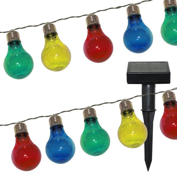 LED Solar Lichterkette, 10 farbige Lampen, Länge 4,7m