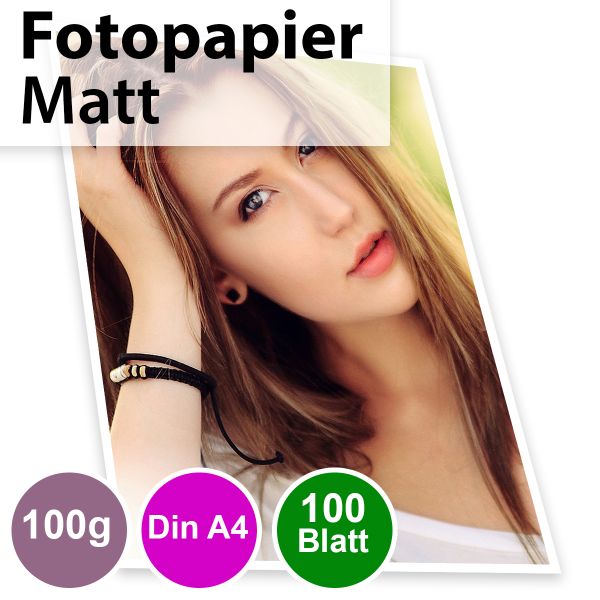 100g Mattes Foto-Papier, Inkjet Din A4, 100 Blatt