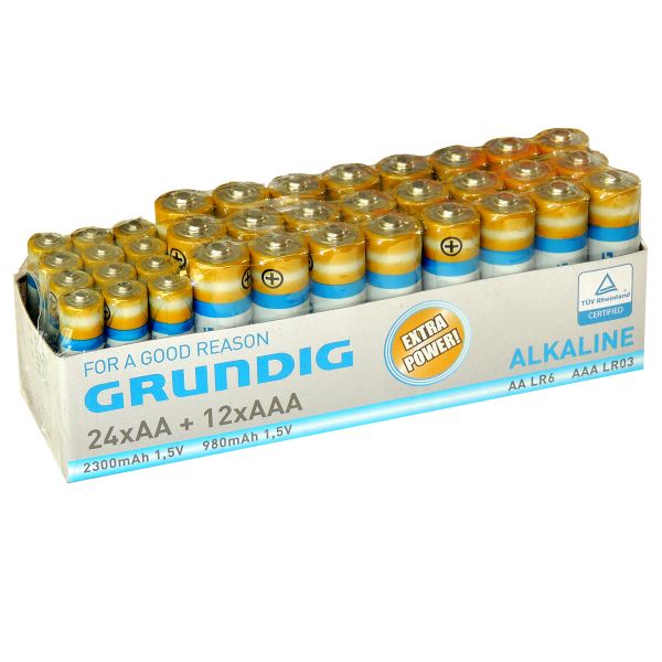12*AAA und 24*AA Alkaline-Batterien, Grundig