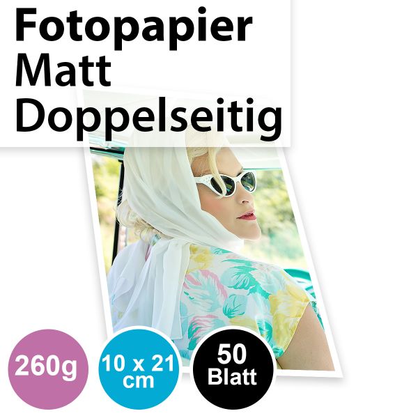 260g Foto-Karten 10*21cm, Matt, doppelseitig, 50 Blatt