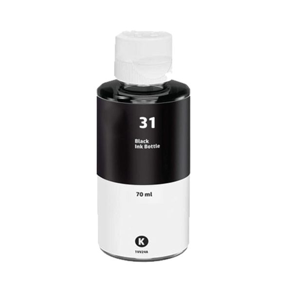 Nachfüll-Tinte Black/Schwarz 70 ml alternativ zu HP 31 / 1VU25AE