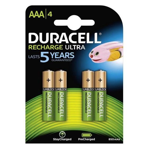 4x Duracell Recharge Ultra AAA-Akku, 900mAh, ready to use