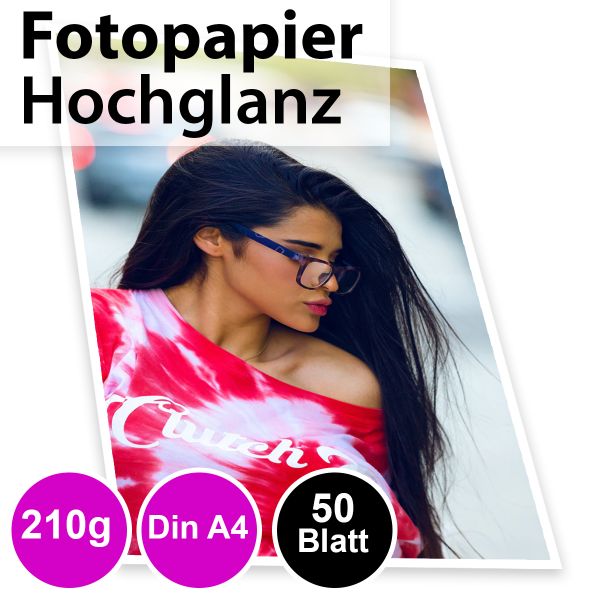 210g High-Glossy Foto-Papier Din A4, 50 Blatt