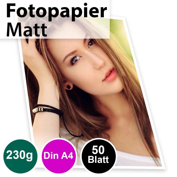 230g Mattes Foto-Papier, Inkjet Din A4, 50 Blatt